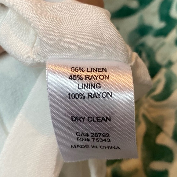 House of Harlow 1960 Women's Green Baroque Print Dress Size L Linen Blend Mini - Picture 9 of 11